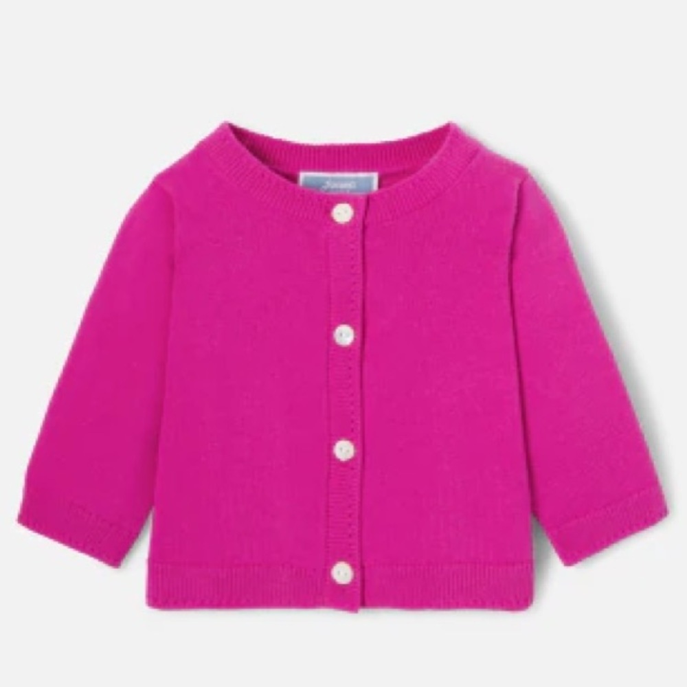 NWT Jacadi Paris Baby Girl Jersey Cardigan- Fuchsia Pink/ Size 6M